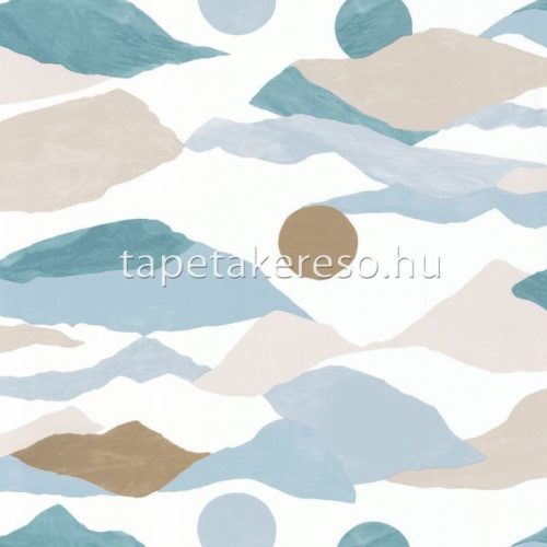 Caselio Imagination vlies anyagú kék, fehér, beige, arany színű hegyvidék, absztrakt modern tapéta