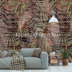   Behang Expresse Colorful vlies anyagú barna, zöld, fekete, mályva színű leveles modern tapéta