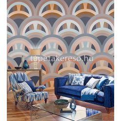   Behang Expresse Colorful vlies anyagú barna, kék, szürke, sárga, barack színű körös, geometriai retro tapéta