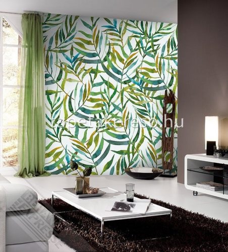 Behang Expresse Colorful vlies anyagú fehér, zöld, kék, barna, sárga színű leveles modern tapéta