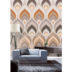   Behang Expresse Colorful vlies anyagú szürke, terrakotta, sárga, beige színű geometriai retro tapéta