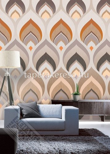 Behang Expresse Colorful vlies anyagú szürke, terrakotta, sárga, beige színű geometriai retro tapéta
