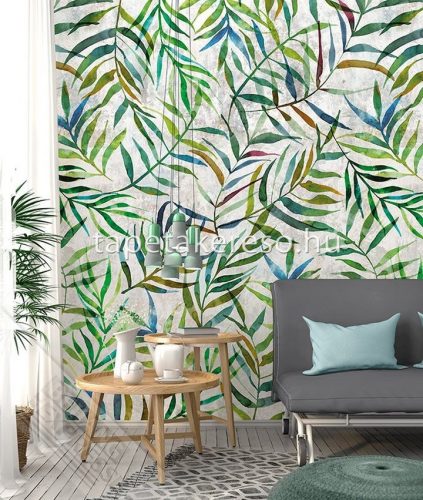 Behang Expresse Colorful vlies anyagú fehér, zöld, kék, barna, sárga, piros színű leveles modern tapéta