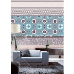   Behang Expresse Colorful vlies anyagú kék, szürke, fehér színű csempe retro tapéta