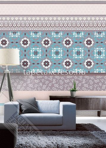 Behang Expresse Colorful vlies anyagú kék, szürke, fehér színű csempe retro tapéta