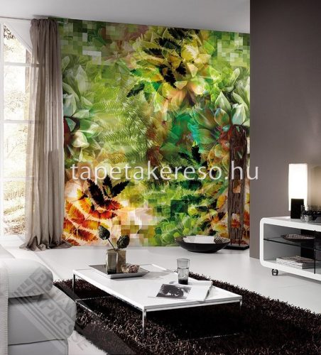 Behang Expresse Colorful vlies anyagú zöld, sárga, barna színű leveles modern tapéta