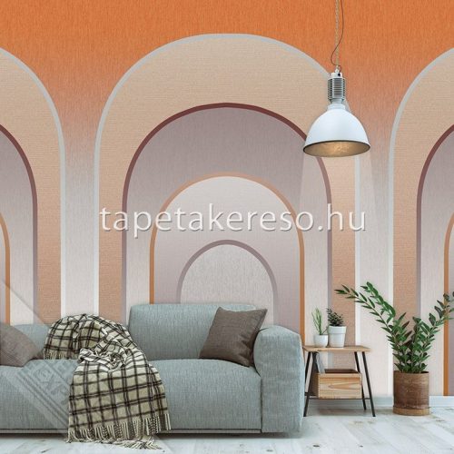 Behang Expresse Colorful vlies anyagú szürke, barna, terrakotta színű geometriai retro tapéta