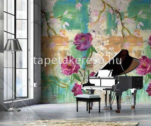 Behang Expresse Colorful vlies anyagú lila, sárga, barna, zöld színű virágos romantikus tapéta
