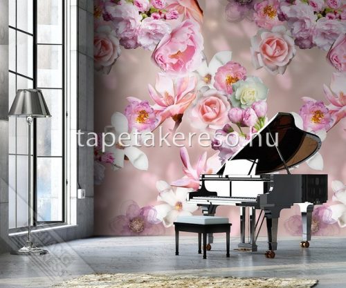 Behang Expresse Colorful vlies anyagú rózsaszín, fehér, beige, sárga, zöld színű virágos romantikus tapéta