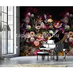   Behang Expresse Colorful vlies anyagú fekete, kék, fehér, piros, rózsaszín színű virágos romantikus tapéta