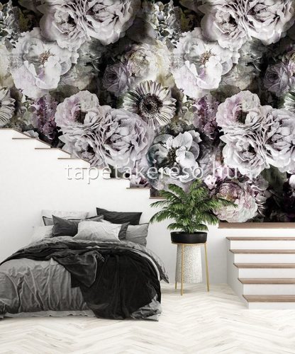Behang Expresse Colorchoc Light and Dark vlies anyagú mályva, fehér, szürke színű virágos romantikus poszter