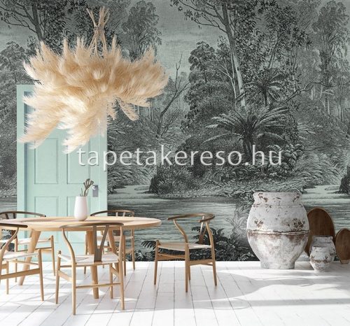 Behang Expresse Colorchoc Light and Dark vlies anyagú fekete, türkiz színű tájkép modern poszter