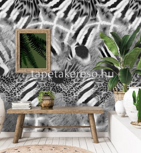 Behang Expresse Colorchoc Light and Dark vlies anyagú fekete, fehér, szürke színű szőrminta modern poszter