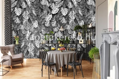 Behang Expresse Colorchoc Light and Dark vlies anyagú szürke, fekete színű leveles modern poszter