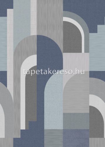 Behang Expresse Connected vlies anyagú kék, szürke színű geometriai modern poszter