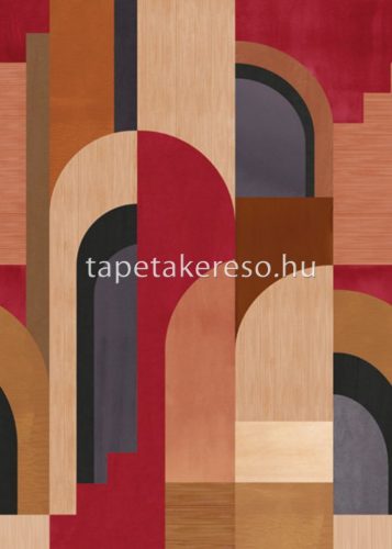 Behang Expresse Connected vlies anyagú barna, fekete, bordó színű geometriai modern poszter