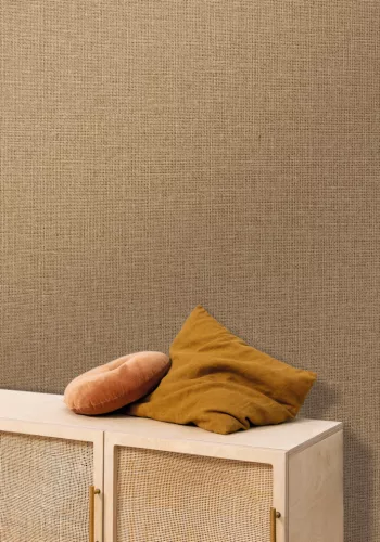Caselio Jute 2 vlies, vinyl anyagú, barna színű, egyszínű, szövethatású, Modern tapéta