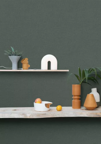 Caselio Jute 2 vlies, vinyl anyagú, zöld színű, egyszínű, szövethatású, Modern tapéta