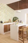 Caselio  Kitchen box, vlies, vinyl anyagú, fehér, zöld, rózsaszín, okker színű, leveles, Modern tapéta