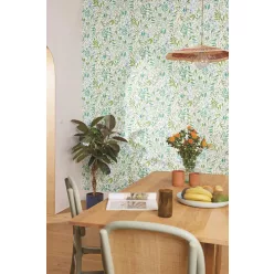   Caselio  Kitchen box, vlies, vinyl anyagú, fehér, zöld, türkiz, lila színű, leveles, Modern tapéta