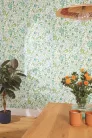 Caselio  Kitchen box, vlies, vinyl anyagú, fehér, zöld, türkiz, lila színű, leveles, Modern tapéta