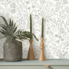 Caselio  Kitchen box, vlies, vinyl anyagú, fehér, zöld színű, virágos, Modern tapéta