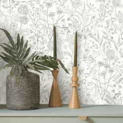   Caselio  Kitchen box, vlies, vinyl anyagú, fehér, zöld színű, virágos, Modern tapéta