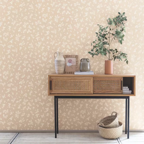 Caselio  Kitchen box, vlies, vinyl anyagú, fehér, barna színű, leveles, Modern tapéta