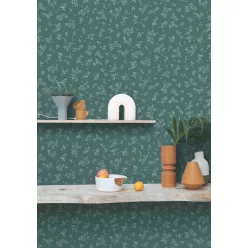   Caselio  Kitchen box, vlies, vinyl anyagú, kék, sárga színű, leveles, Modern tapéta