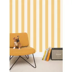   Caselio  Kitchen box, vlies, vinyl anyagú, sárga, fehér színű, csíkos, Modern tapéta