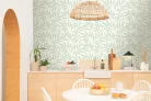 Caselio  Kitchen box, vlies, vinyl anyagú, fehér, türkiz, arany színű, leveles, Modern tapéta