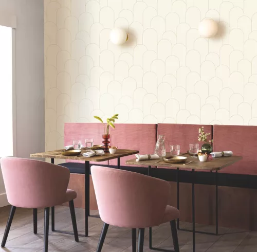 Caselio  Kitchen box, vlies, vinyl anyagú, fehér, arany színű, art deco, geometriai, Modern tapéta