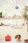 Caselio  Kitchen box, vlies, vinyl anyagú, fehér, türkiz, zöld, sárga színű, növényes, virágos, Modern tapéta
