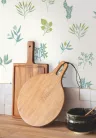 Caselio  Kitchen box, vlies, vinyl anyagú, fehér, zöld, türkiz színű, növényes, virágos, Modern tapéta