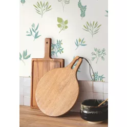   Caselio  Kitchen box, vlies, vinyl anyagú, fehér, zöld, türkiz színű, növényes, virágos, Modern tapéta