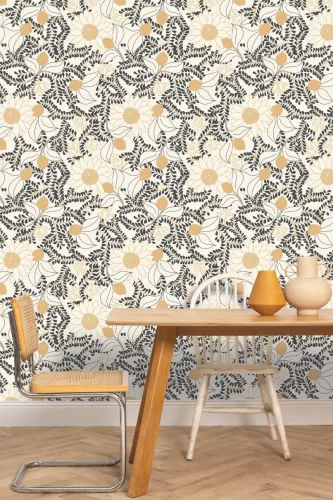 Caselio  Kitchen box, vlies, vinyl anyagú, fehér, fekete, barna színű, virágos, gyümölcsös, Modern tapéta