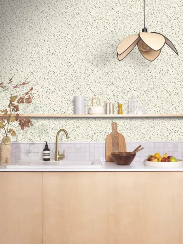 Caselio  Kitchen box, vlies, vinyl anyagú, fehér, szürke, zöld színű, kőmintás, Modern tapéta