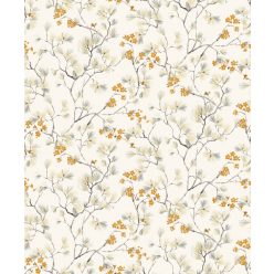   Khroma Kimono vlies anyagú, fehér, barna, mustársárga színű, ágas, virágos, Modern tapéta