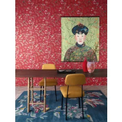   Khroma Kimono vlies anyagú, piros, fehér, arany, türkiz színű, ágas, virágos, Modern tapéta