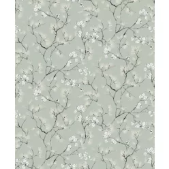   Khroma Kimono vlies anyagú, zöld, fekete, fehér, vajszínű színű, ágas, virágos, Modern tapéta