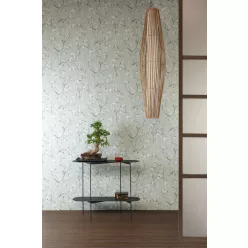   Khroma Kimono vlies anyagú, zöld, fekete, fehér, vajszínű színű, ágas, virágos, Modern tapéta
