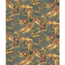   Khroma Kimono vlies anyagú, zöld, mustársárga, arany, rózsaszín színű, hegyvidék, Modern tapéta