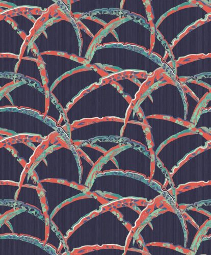 Khroma Kimono vlies anyagú, kék, piros, türkiz színű, absztrakt, Modern tapéta