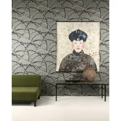   Khroma Kimono vlies anyagú, zöld, fekete, fehér, szürke színű, absztrakt, Modern tapéta
