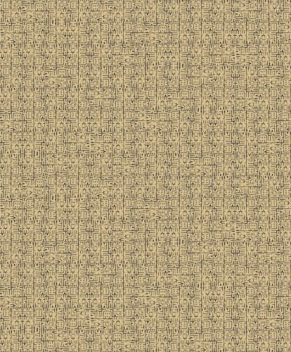 Khroma Kimono vlies anyagú, fekete, arany színű, geometriai, textilhatású, Modern tapéta