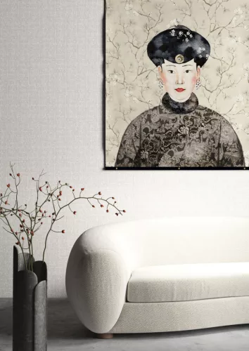 Khroma Kimono vlies anyagú, szürke színű, geometriai, textilhatású, Modern tapéta