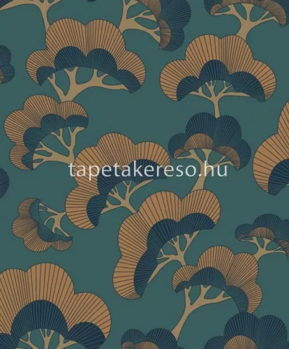 Casadeco Kyoto vlies anyagú arany, zöld, barna színű fás modern tapéta