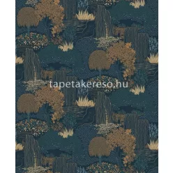  Casadeco Kyoto vlies anyagú kék, barna színű fás modern tapéta