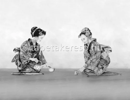 Casadeco Kyoto vlies anyagú fekete, fehér színű ember, rajz modern tapéta