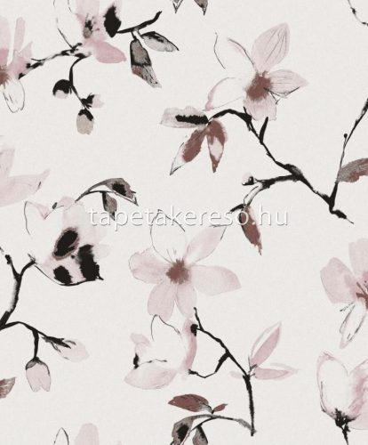 Khroma La Vie En Rose vlies anyagú fehér, mályva, fekete színű virágos modern tapéta